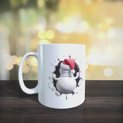 Cană ceramică personalizată „Omul de zăpadă 3D” V2 – 330 ml, albă