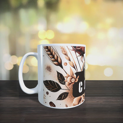 Cană ceramică personalizată „Vibe-ul de azi: Multă cafea” – 330 ml, albă