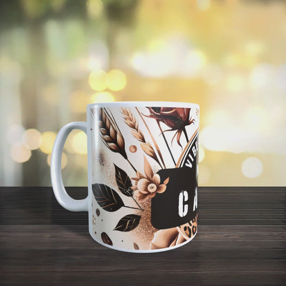Cană ceramică personalizată „Vibe-ul de azi: Multă cafea” – 330 ml, albă