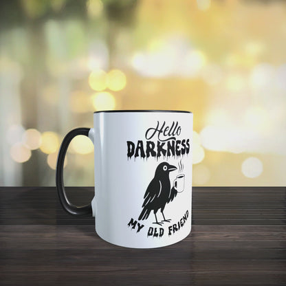 Cană ceramică personalizată „Hello darkness my old friend” – 330 ml, albă